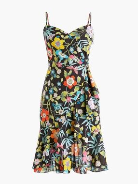 J CREW Ruffle Mini dress in Liberty Pavilion black floral Size 2 100% Cotton